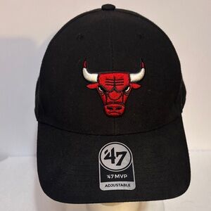 47 mvp NBA Black Cap with Red Chicago Bull embroidered OSFA